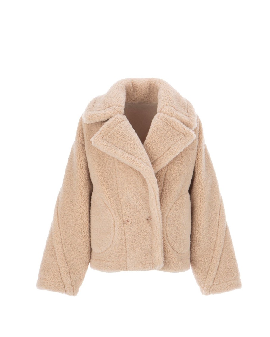 Women Arara for BLAIZ Coats & Jackets | Beige Faux Collar Fur Reversible Jacket