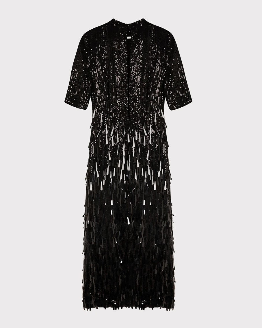 Women Ilta Dresses | Neva Black Sequin Split Midi Dress