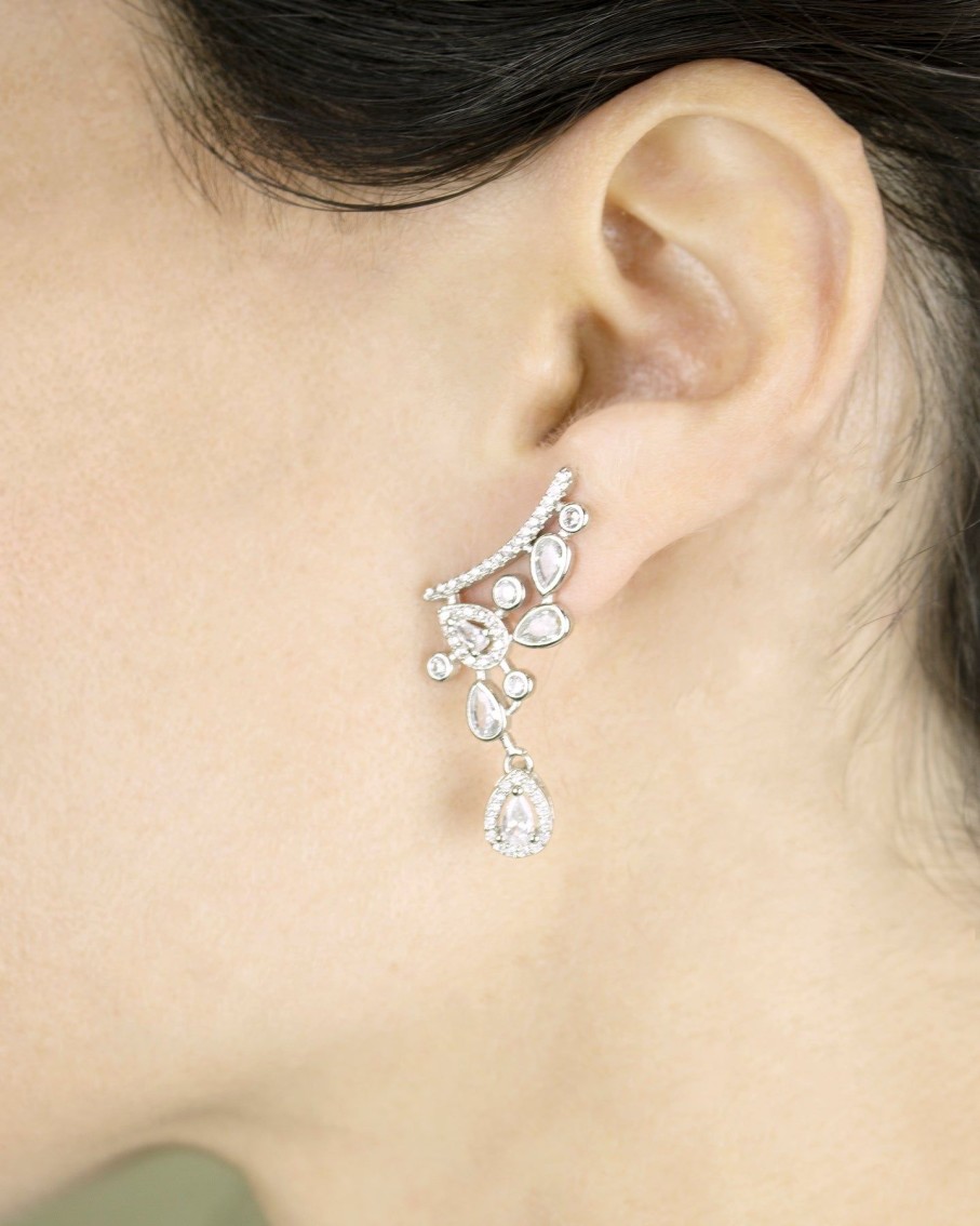 Women 227 Earrings | Crystal Drop Ear Climber Earrings