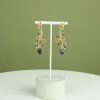 Women 227 Earrings | Gold Amber Lilac Drop Gem Vine Earrings