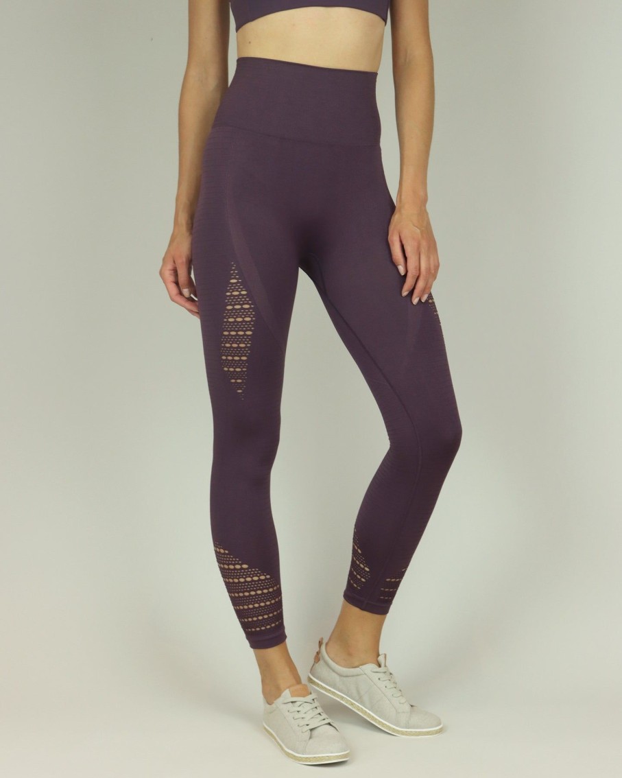 Women BLAIZ Activewear Activewear | Purple Fishnet High-Waisted Leggings