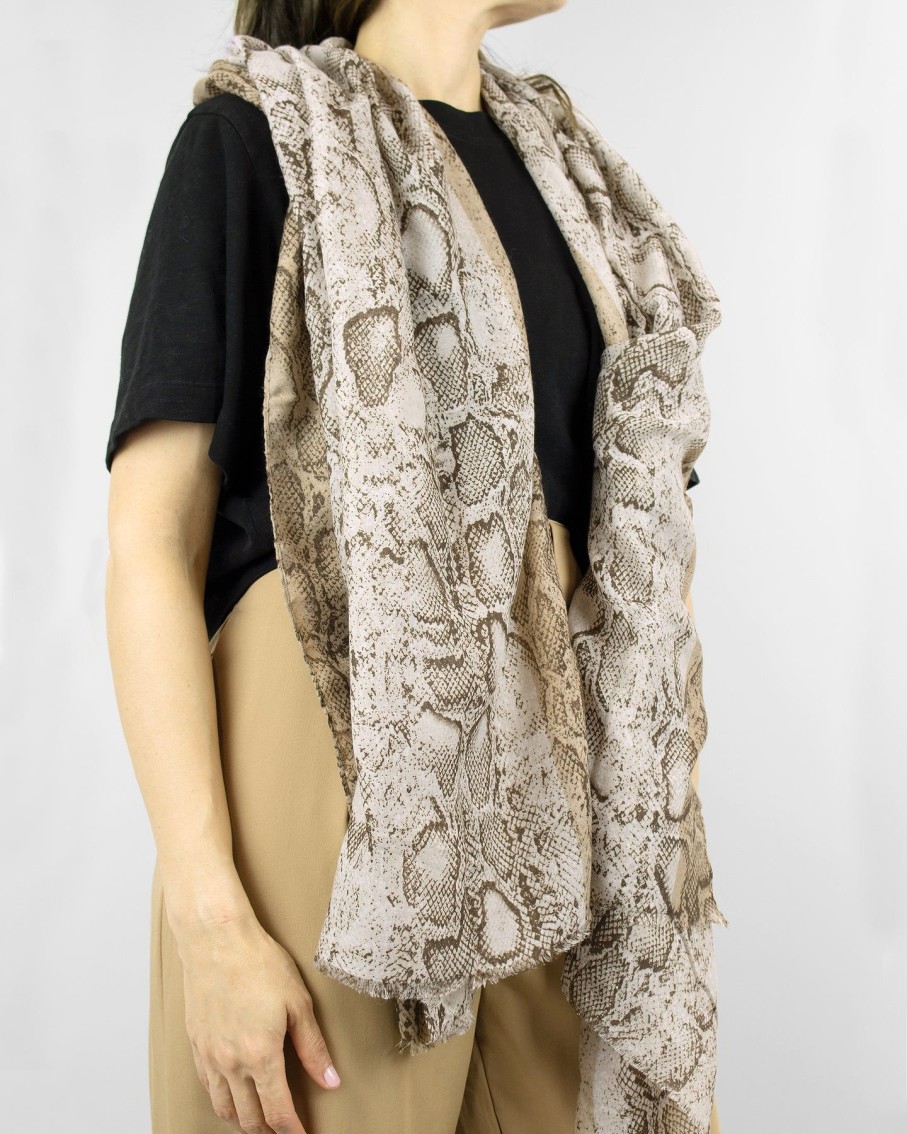 Women 227 Hats, Gloves & Scarves | Brown Snake Print Scarf