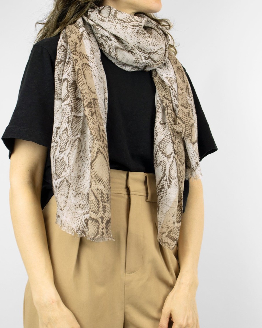 Women 227 Hats, Gloves & Scarves | Brown Snake Print Scarf