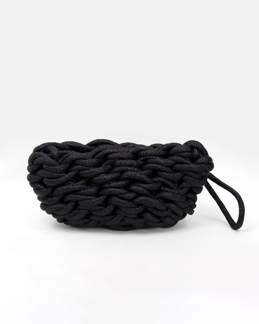 Women Alienina Clutches | Black Lina Knitted Clutch