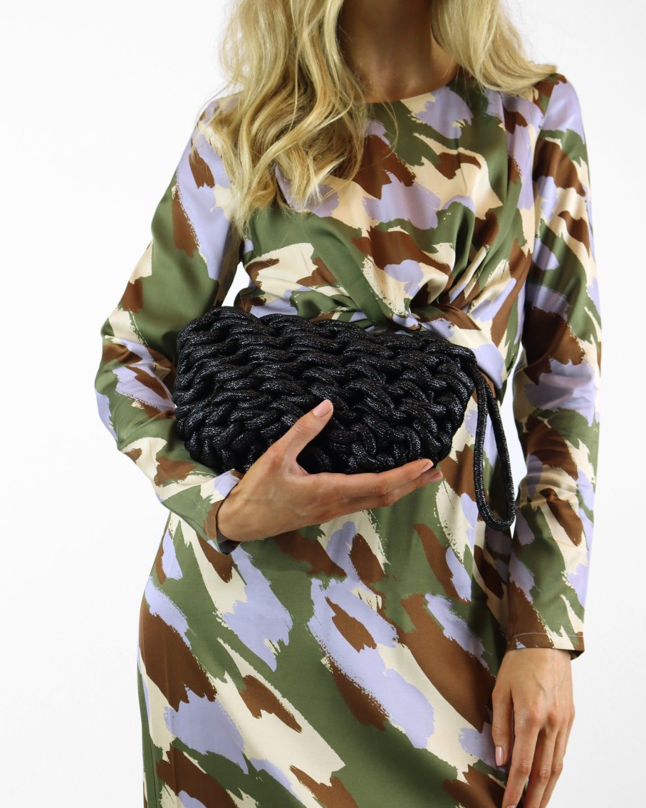 Women Alienina Clutches | Black Lina Knitted Clutch