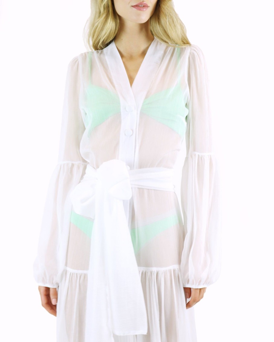 Women Karla Vivian Dresses | Off White Flowy Long Shirt Cover-Up