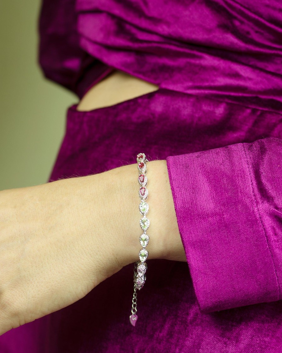 Women 227 Bracelets | Silver Rainbow Gem Clasp Bracelet