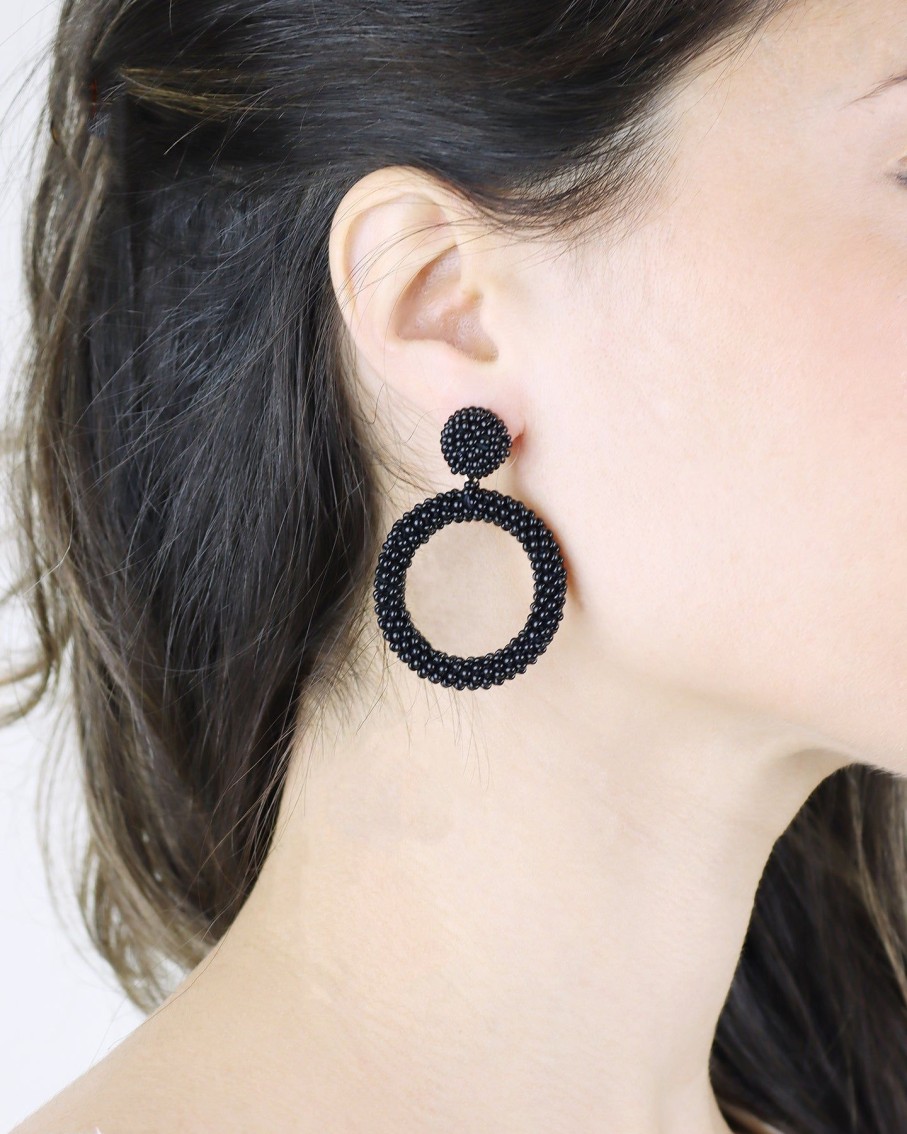 Women BLAIZ Earrings | Black Arara Beaded Hoop Earrings™