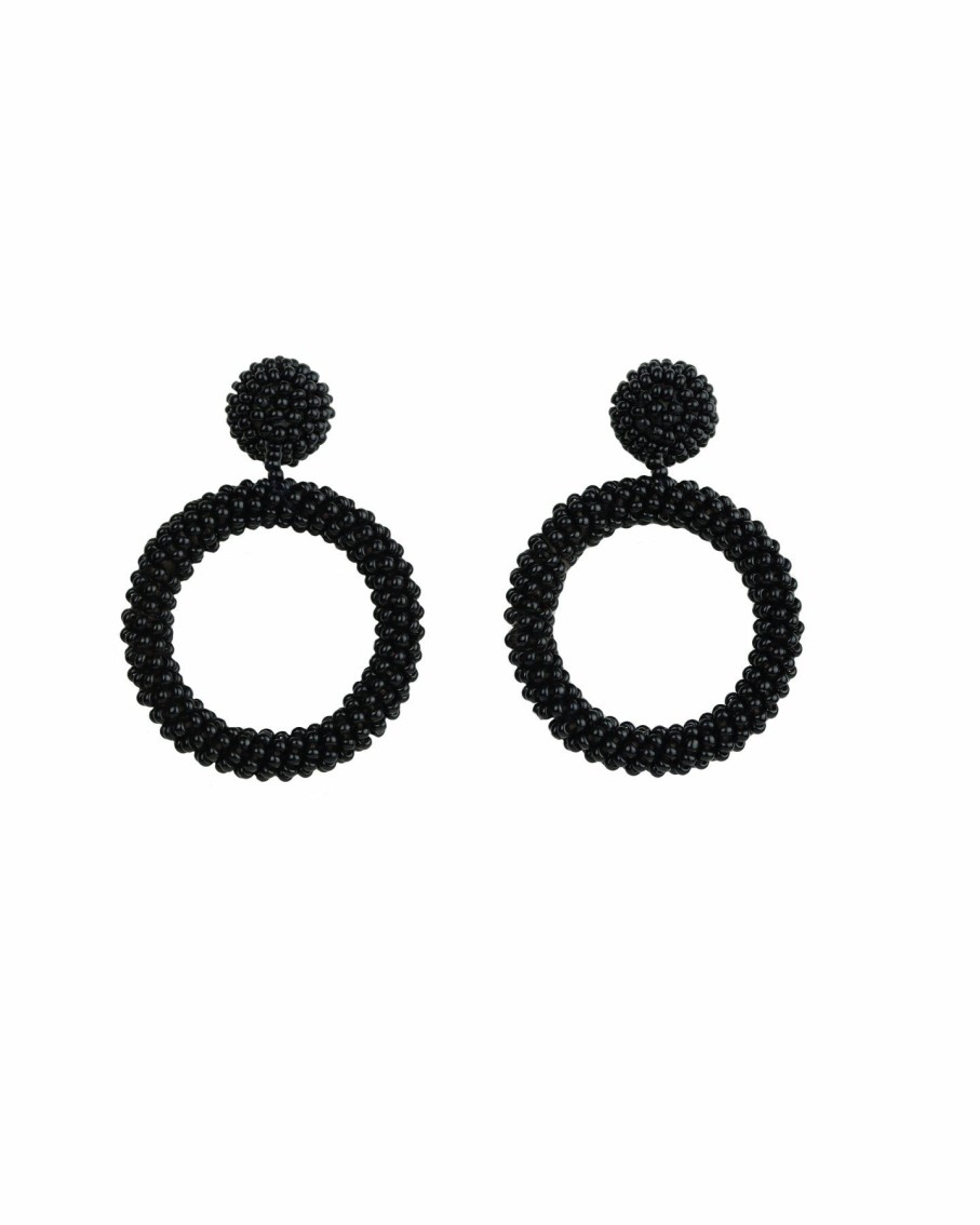 Women BLAIZ Earrings | Black Arara Beaded Hoop Earrings™