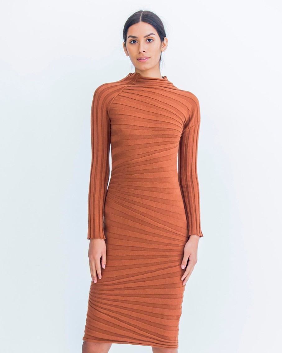 Women Hera Concept Dresses | Copper Knitted Midi Dress