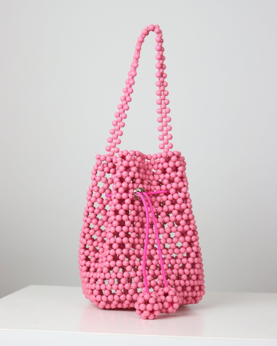 Women 227 Clutches | Pink Beaded Basket Bag