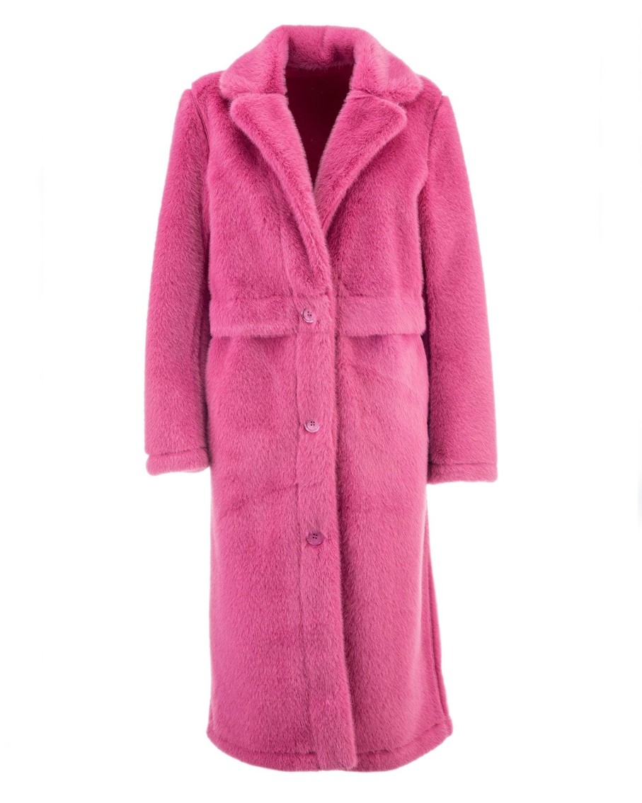 Women Blaiz Coats & Jackets | Fuchsia Faux Fur Coat