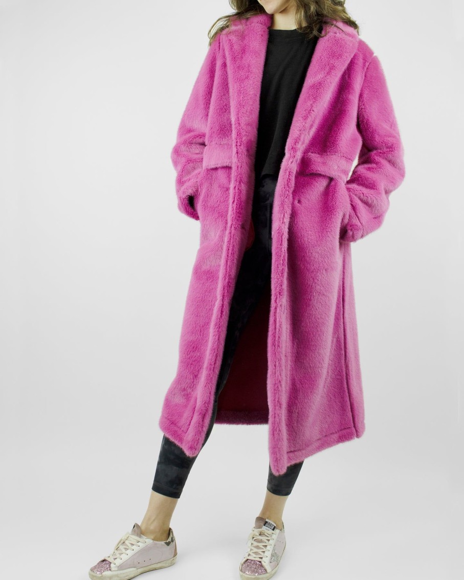 Women Blaiz Coats & Jackets | Fuchsia Faux Fur Coat