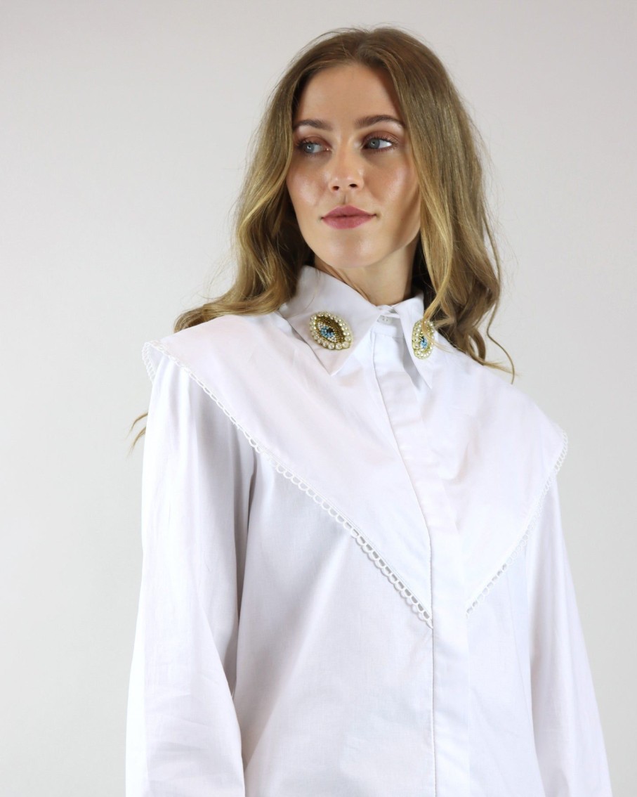 Women Skazi Shirts & Blouses | White Evil Eye Shirt