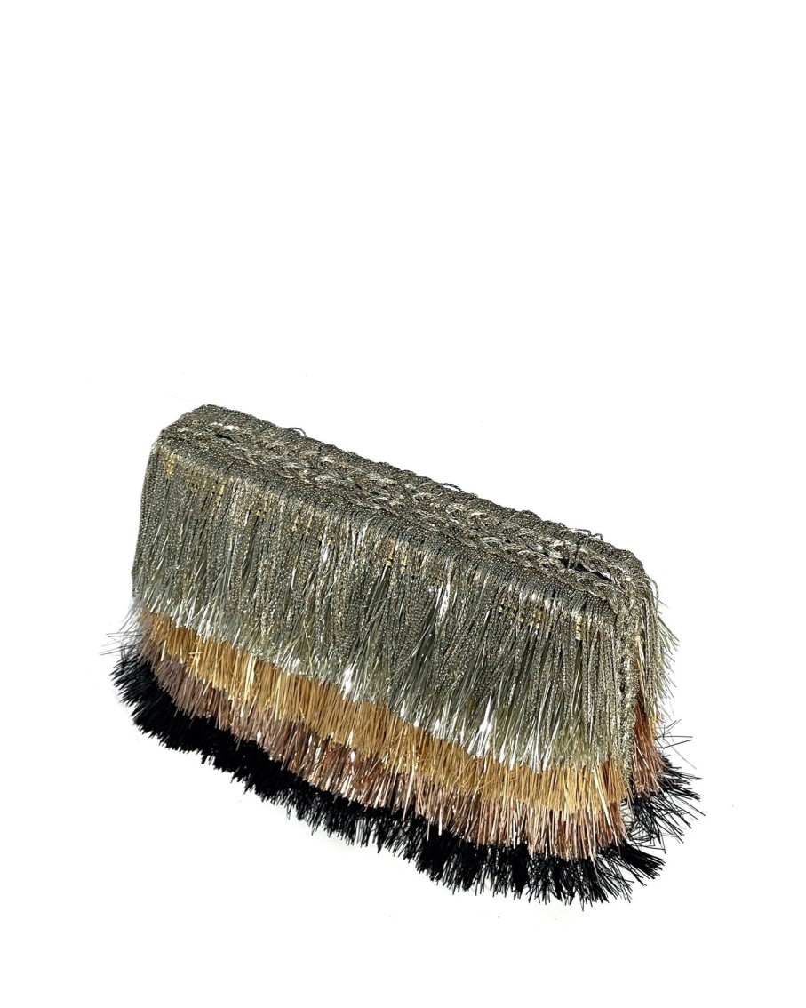 Women Simitri Clutches | Ombre Metallic Tiered Fringe Clutch