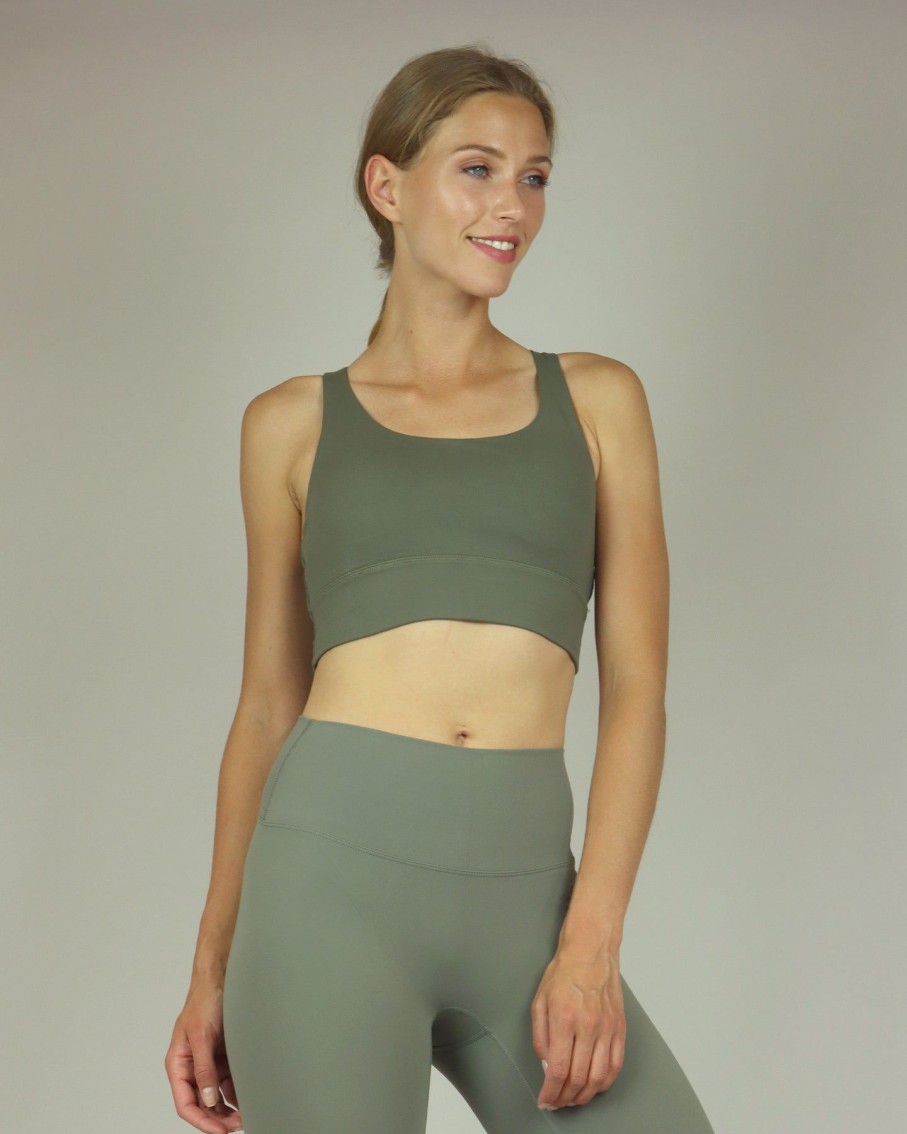 Women BLAIZ Activewear Activewear | Khaki Green Sports Bra