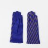 Women BLAIZ Hats, Gloves & Scarves | Cobalt Blue And Grey Chevron Print Faux Suede Gloves