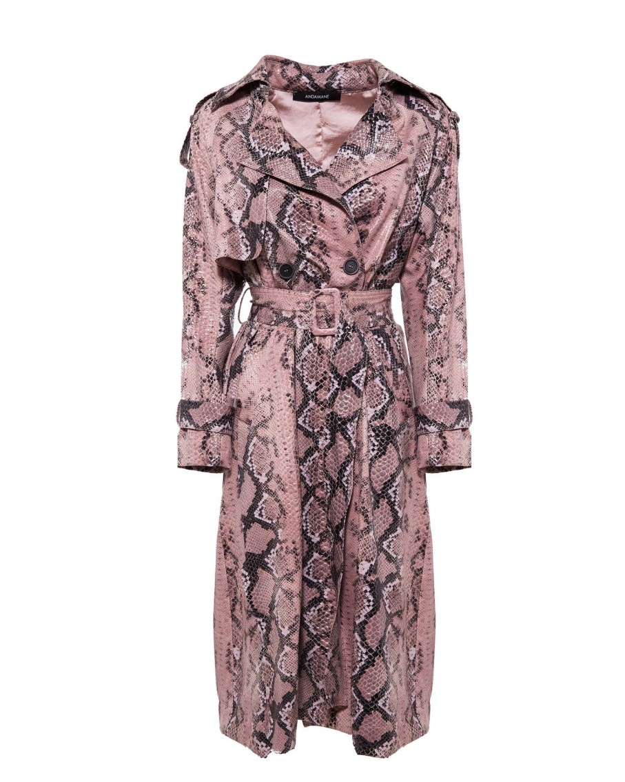 Women Andamane Coats & Jackets | Pink Snake Trench Coat