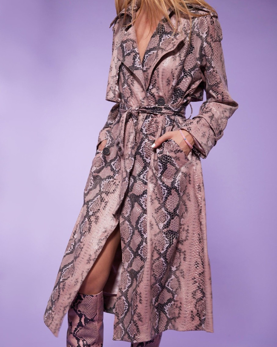 Women Andamane Coats & Jackets | Pink Snake Trench Coat