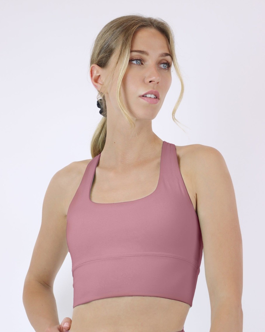 Women BLAIZ Activewear Activewear | Dusty Pink Sienna Scoop Cross Back Sports Bra