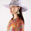 Women Blaiz Hats, Gloves & Scarves | Brigitte Lilac Turquoise Stones Paper Straw Hat