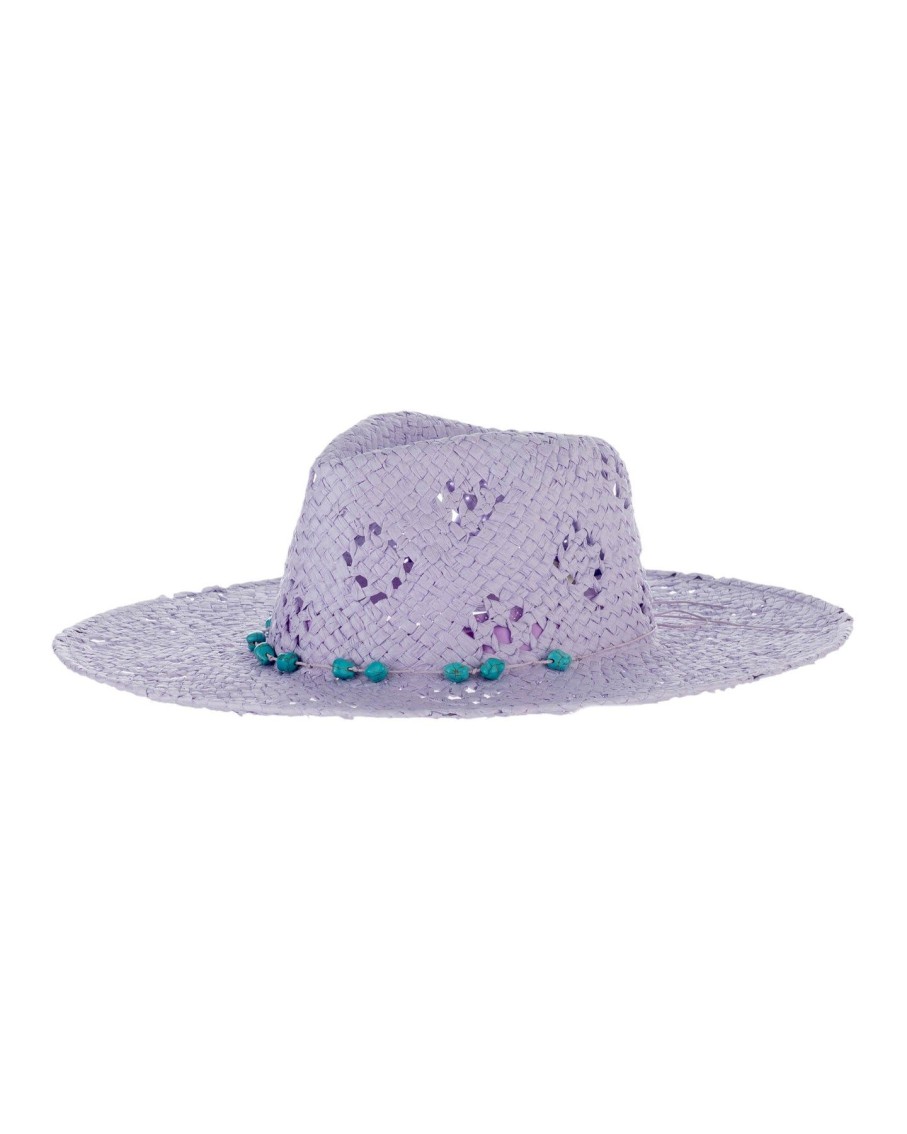 Women Blaiz Hats, Gloves & Scarves | Brigitte Lilac Turquoise Stones Paper Straw Hat