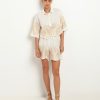 Women Greek Archaic Kori Shorts | Labyrinth Natural And Gold Shorts