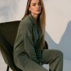 Women 25 UNION Jumpers & Cardigans | Olive Pollo Collar Detail Oversized Jumper