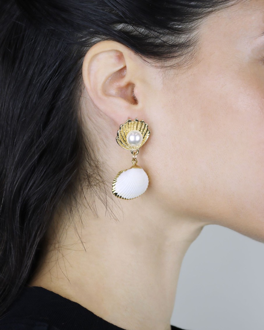 Women 227 Earrings | Pearl White Shell Earrings