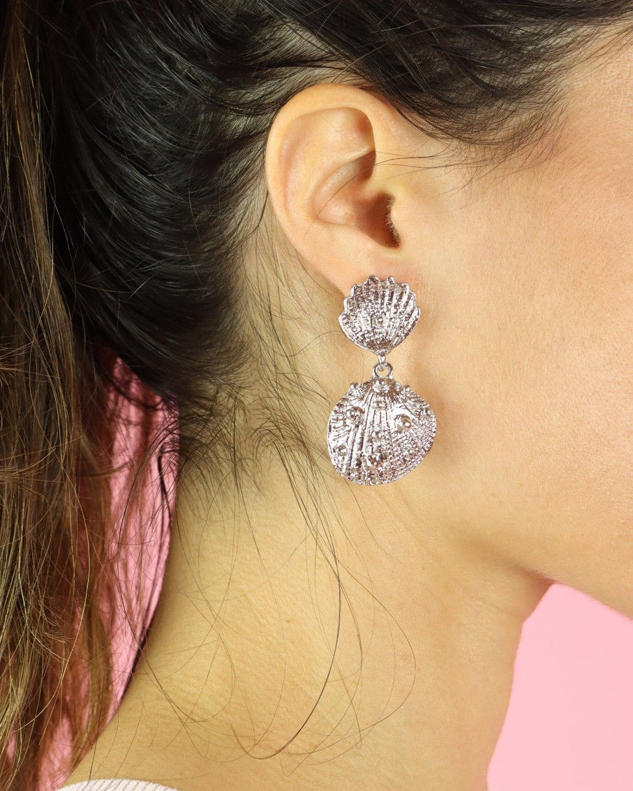 Women 227 Earrings | Silver Shell Earrings