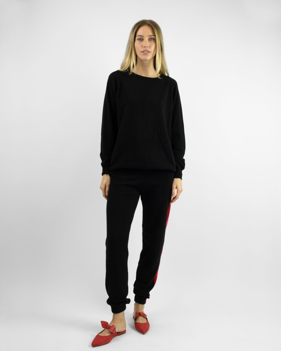 Women Jumper 1234 Trousers | Black Side Striped Joggers