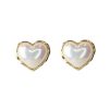 Women 227 Earrings | Heart White Holographic Pearl Stud Earrings