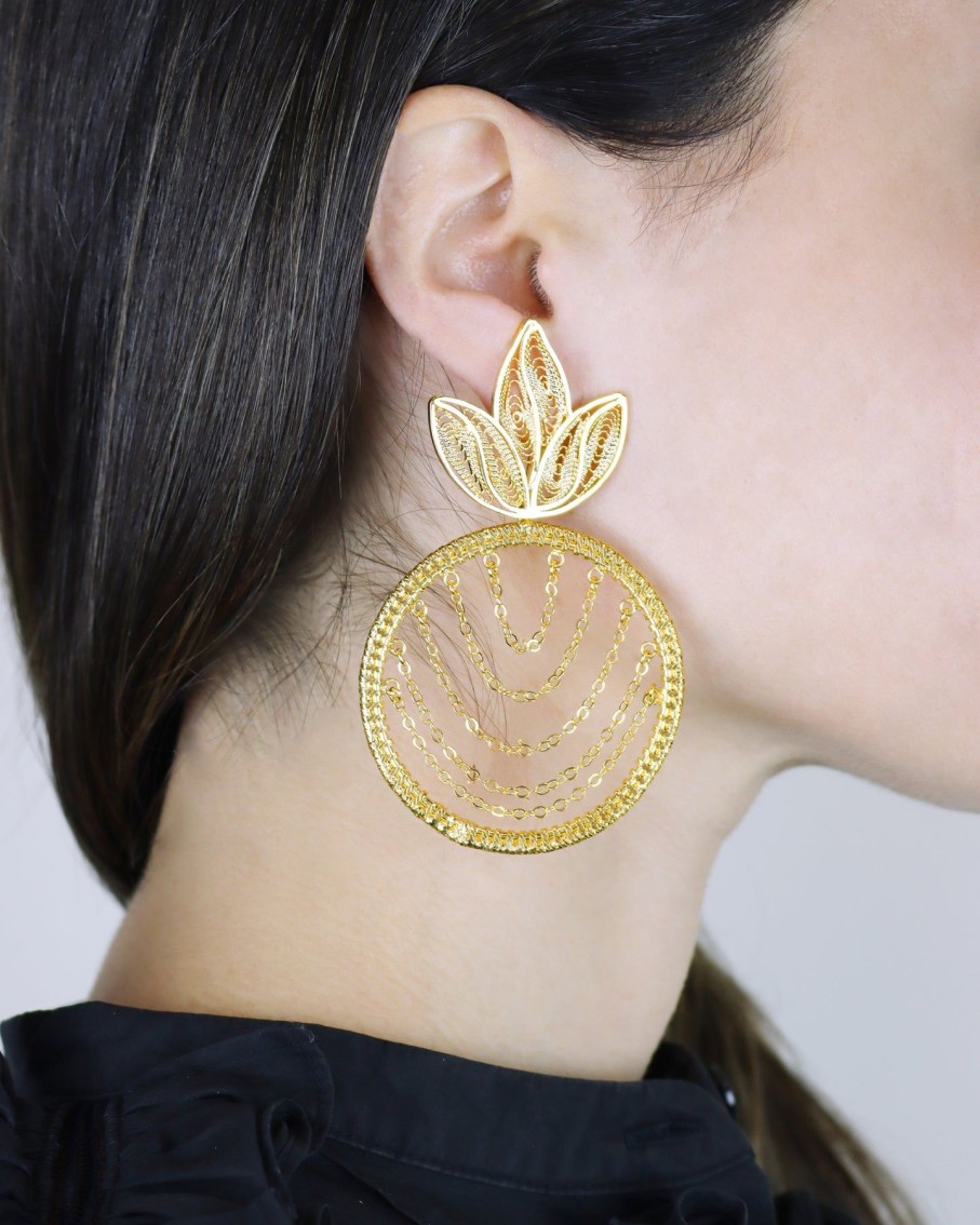 Women Ana Carolina Valencia Earrings | Gold Tropicalia Pina Chain Hoops