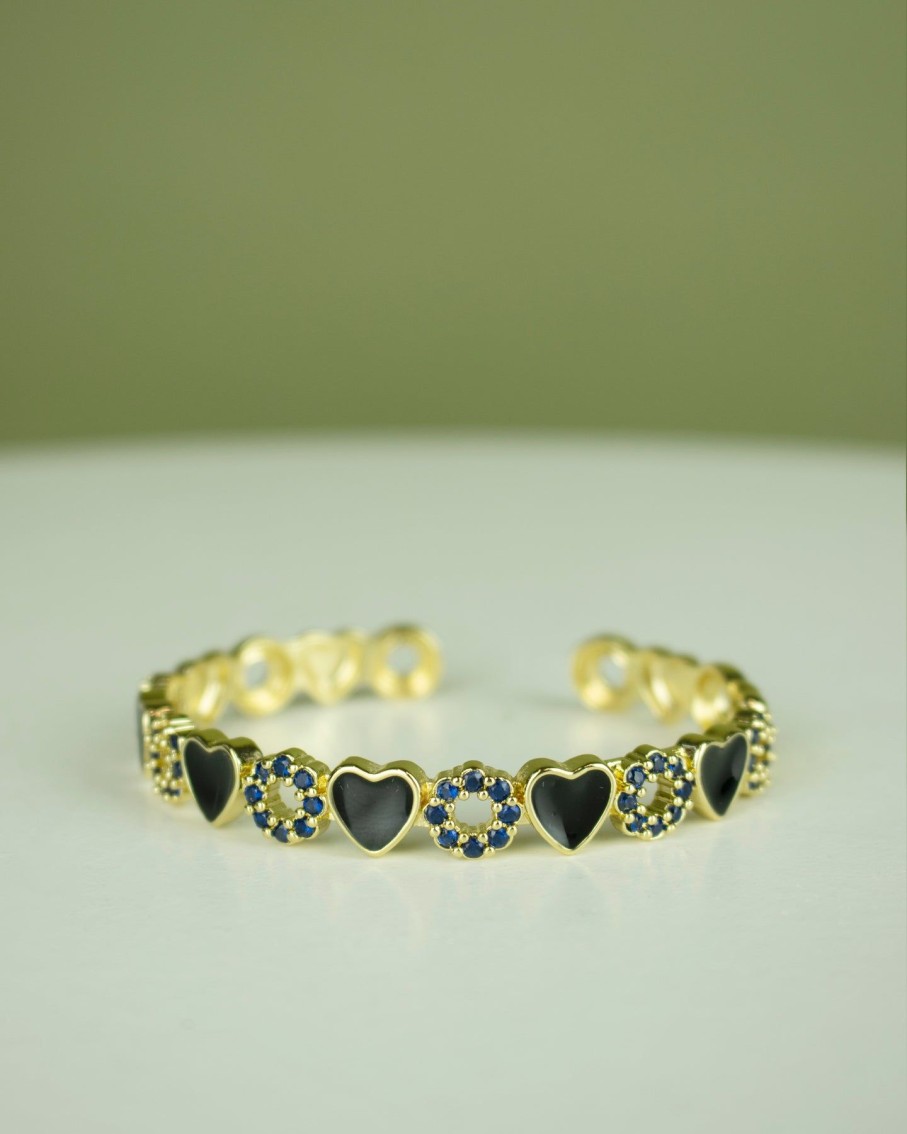 Women 227 Bracelets | Black Heart Navy Gem Cuff Bracelet