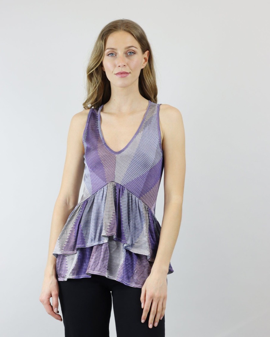 Women Cecilia Prado Tops & T-Shirts | Purple Disco Ruffle Top