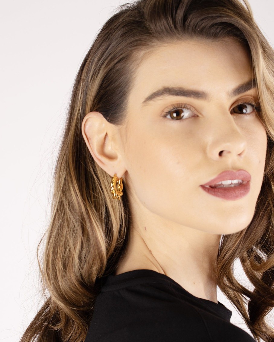 Women 227 Earrings | Hanna Gold Pretzel Hoop Earrings