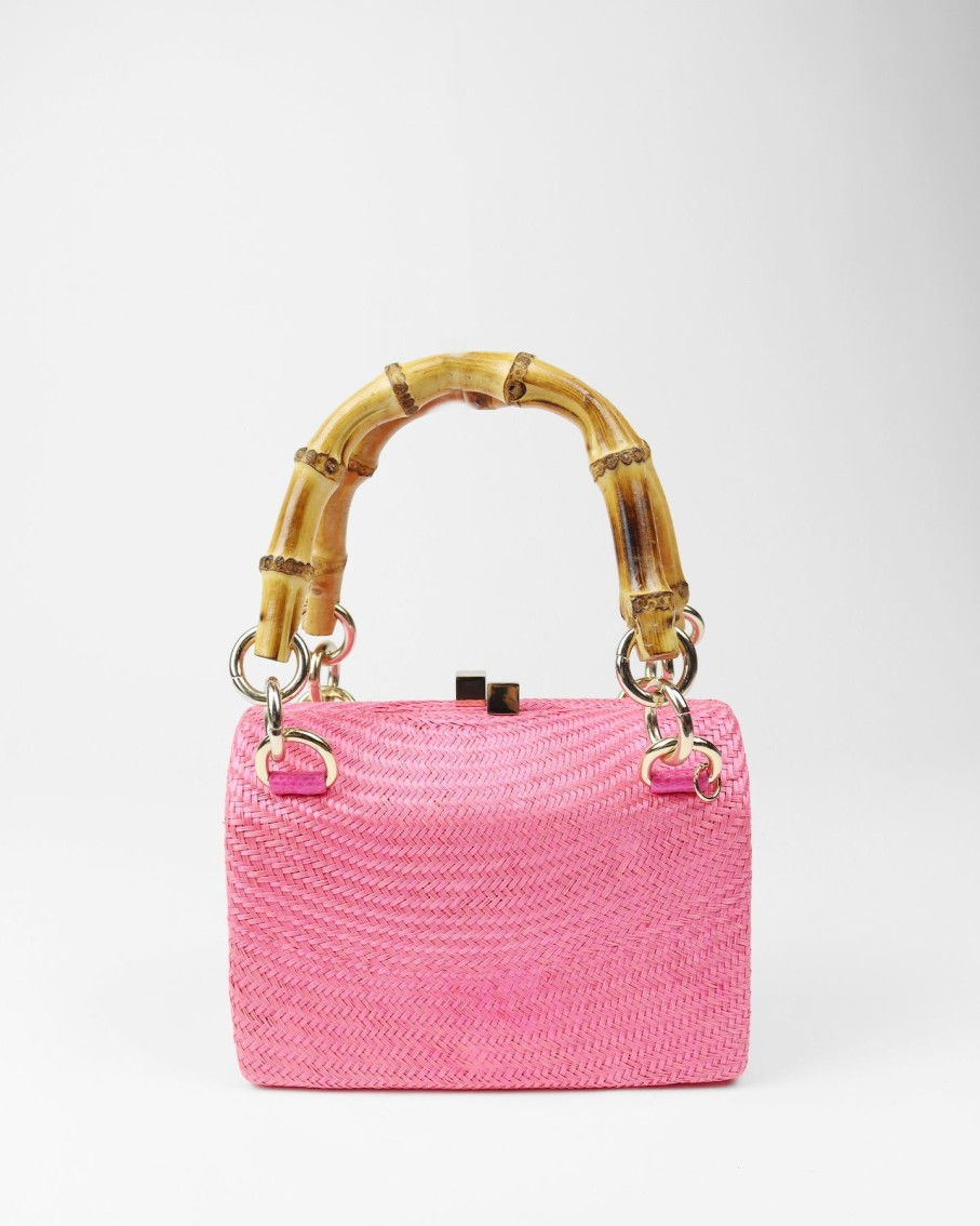 Women Serpui Cross-Body Bags | Little Church Pink Bun Straw Tote Bag