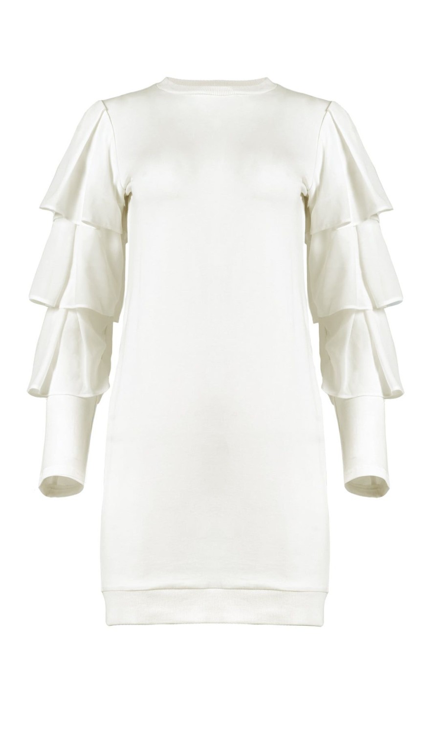 Women Azulu Dresses | Myna Ivory Tiered Sleeve Jersey Dress