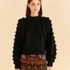 Women Farm Rio Jumpers & Cardigans | Black Braided Detailed Sleeve Sweater