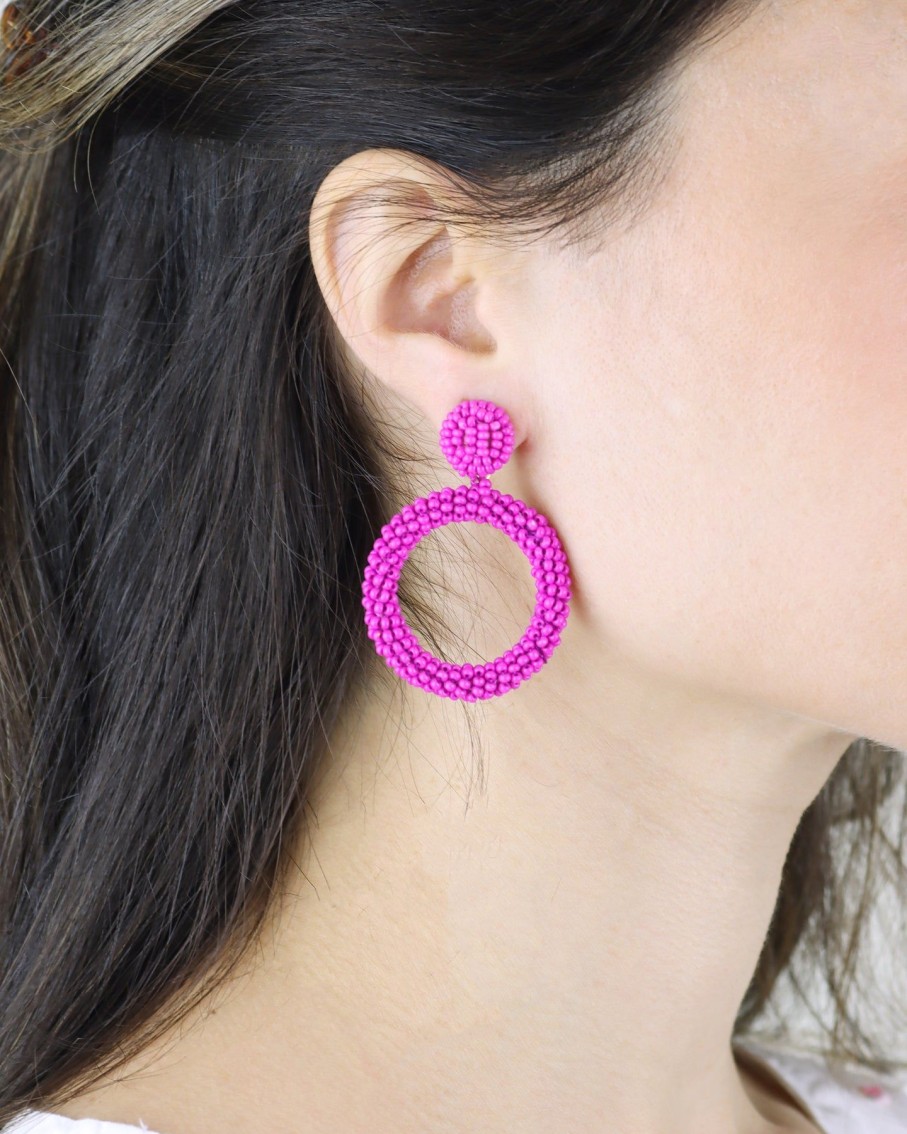 Women BLAIZ Earrings | Fuchsia Arara Beaded Hoop Earrings™