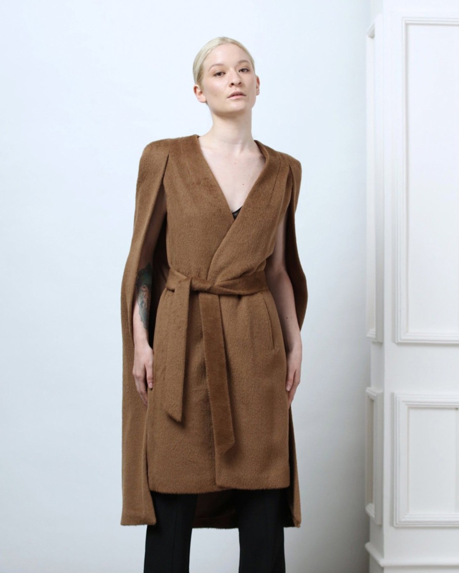 Women Hera Concept Coats & Jackets | Camel Hera Cape Belted Coat