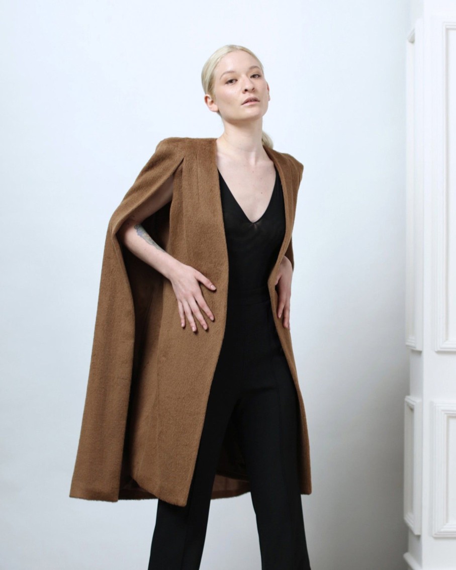 Women Hera Concept Coats & Jackets | Camel Hera Cape Belted Coat