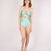 Women Karla Vivian Swimwear & Beachwear | Aqua Bandeau Rings Swimsuit