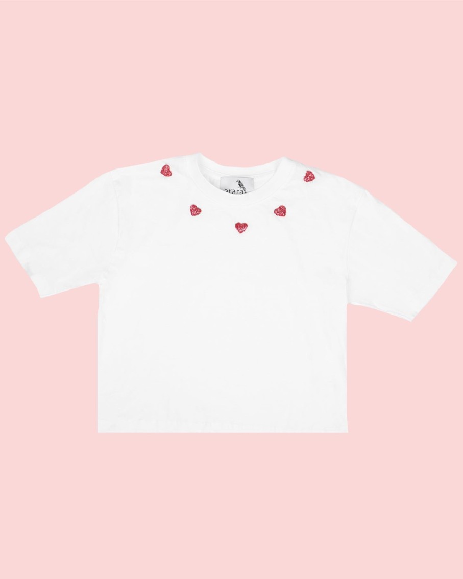 Women Arara for BLAIZ Tops & T-Shirts | I Heart You "Mini Me" Embellished White T-Shirt