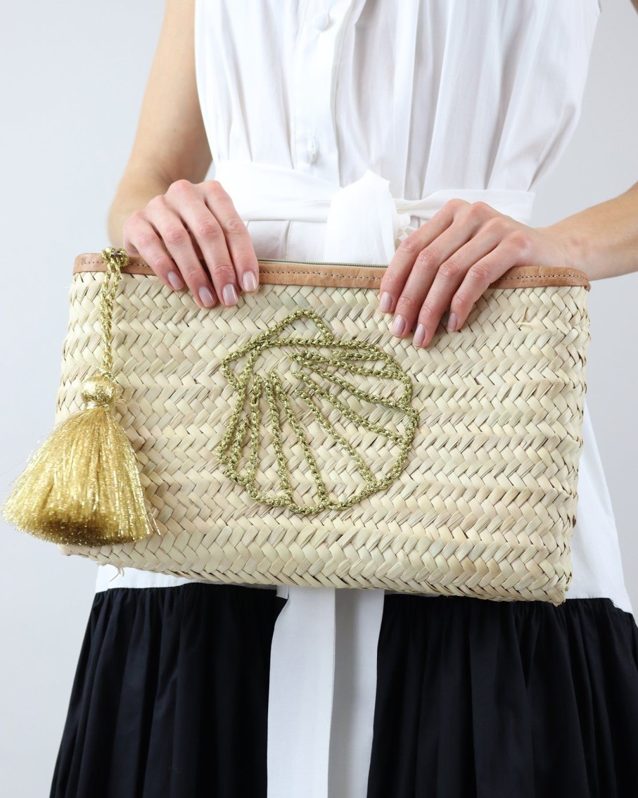 Women 227 Clutches | Shell Woven Raffia Clutch