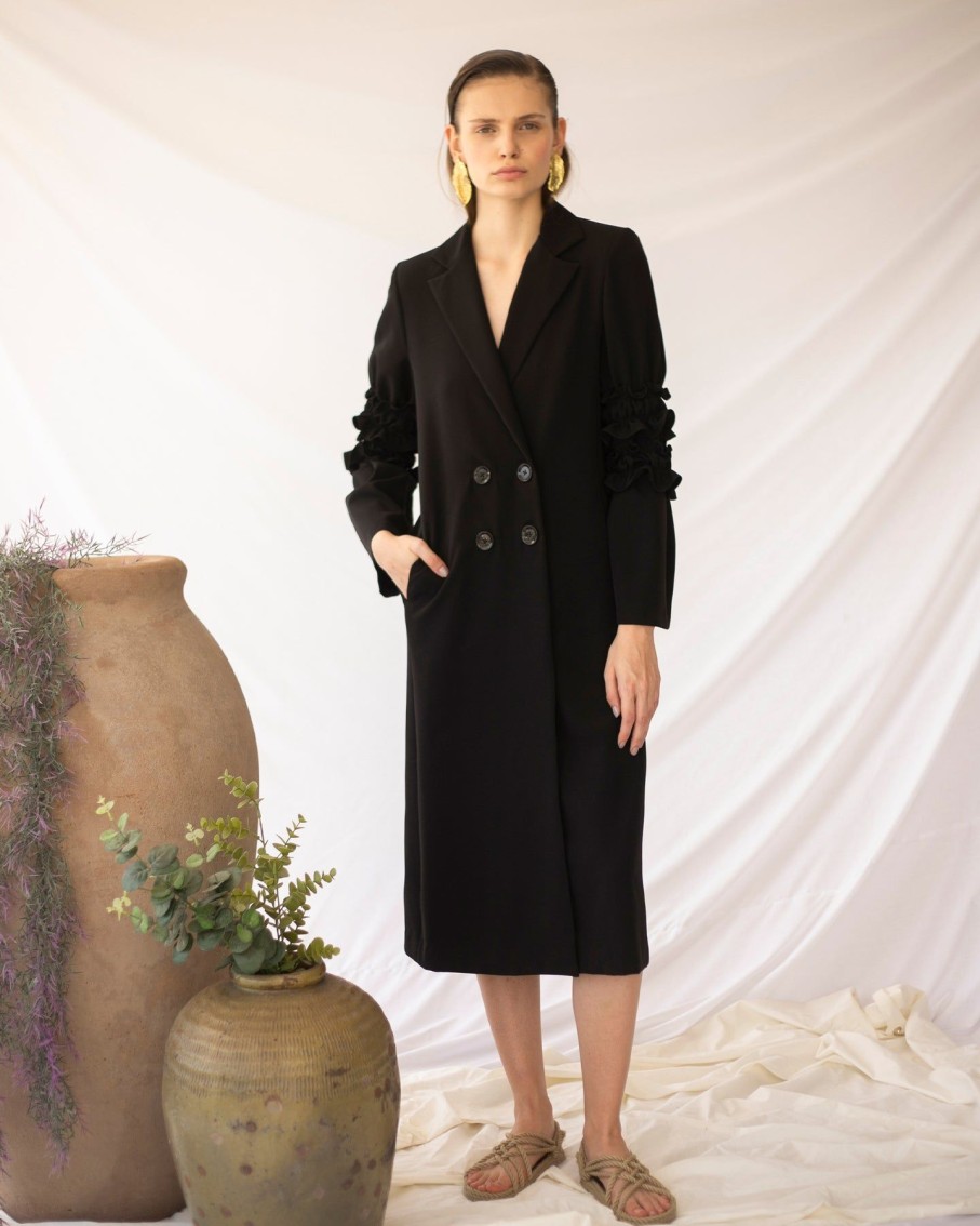 Women Loraine Holmes Coats & Jackets | Black Pandora Maxi Coat