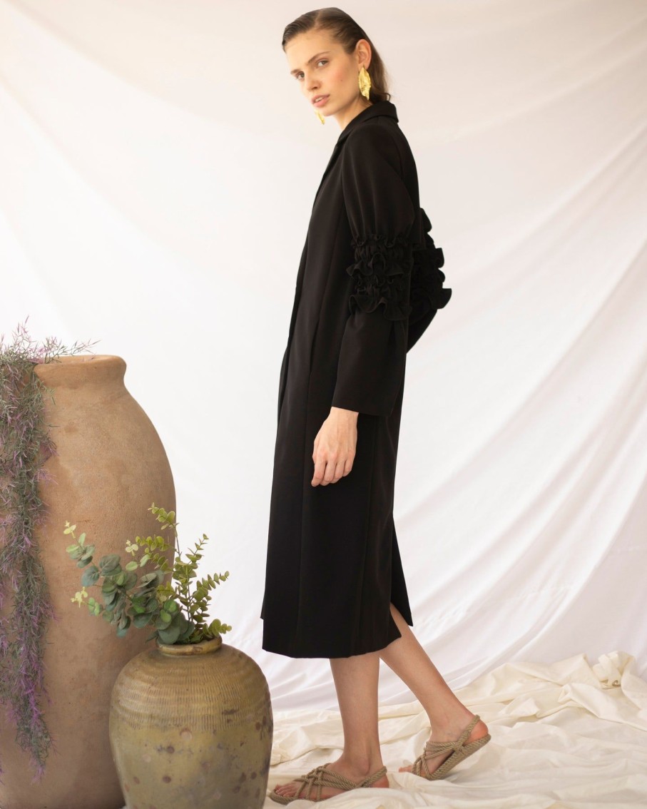 Women Loraine Holmes Coats & Jackets | Black Pandora Maxi Coat