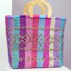 Women BLAIZ Mexico Beach Bags | Laura Sofia Wooden Handle Woven Tote