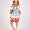 Women BLAIZ Dresses | Coral Printed Shirt Dress