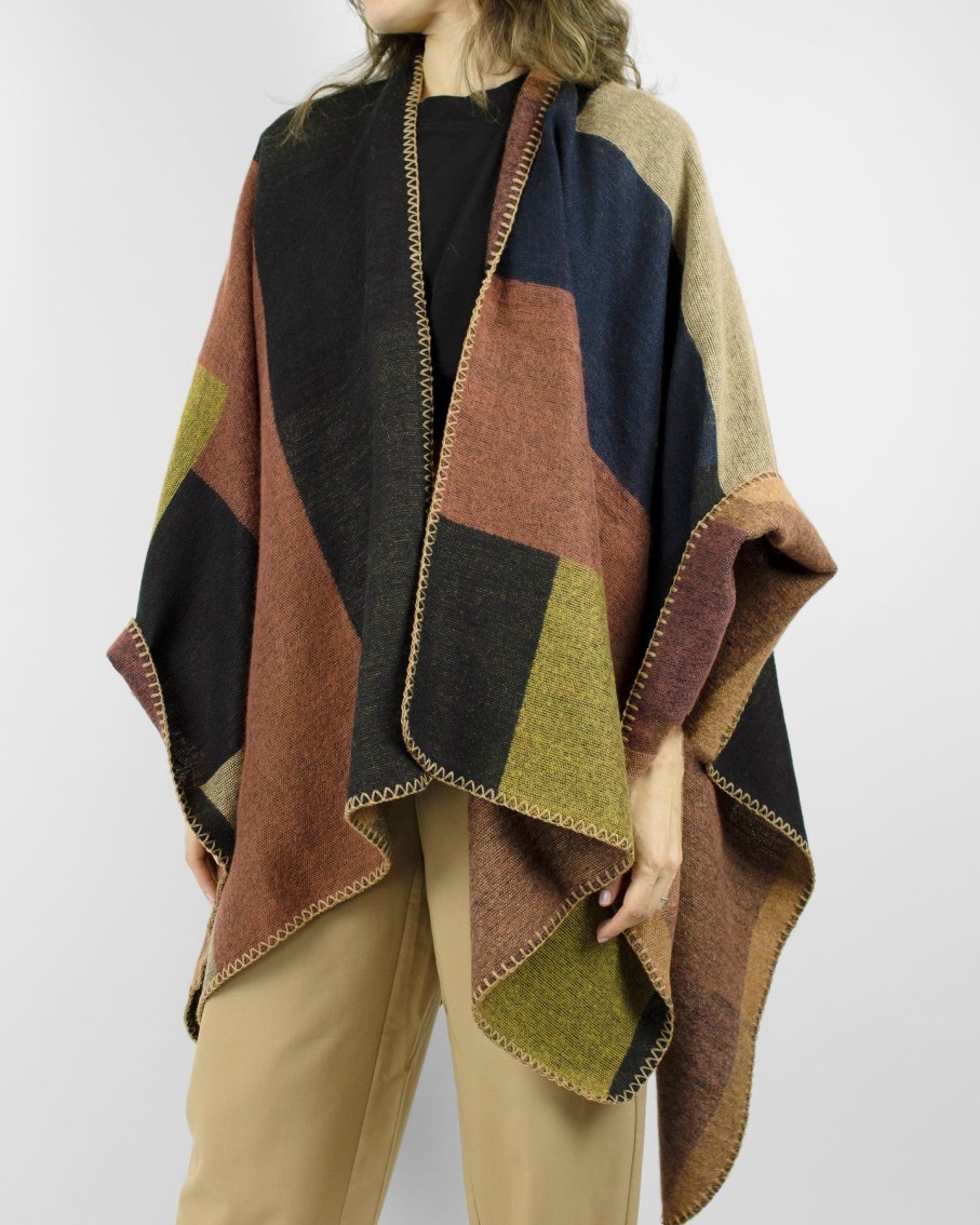 Women 227 Hats, Gloves & Scarves | Multicoloured Fall Colour Block Shawl